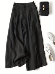 Women's Plus Elastic Wide Leg Pleated Pants
