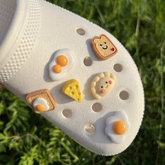 Cheese Egg Bread Sponge Resin Shoe Charms - DIY Sandals Slippers Accessories