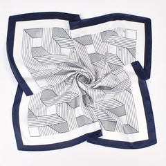 Geometric Stripe Print Bandana Square Scarf Woman Satin Shawl