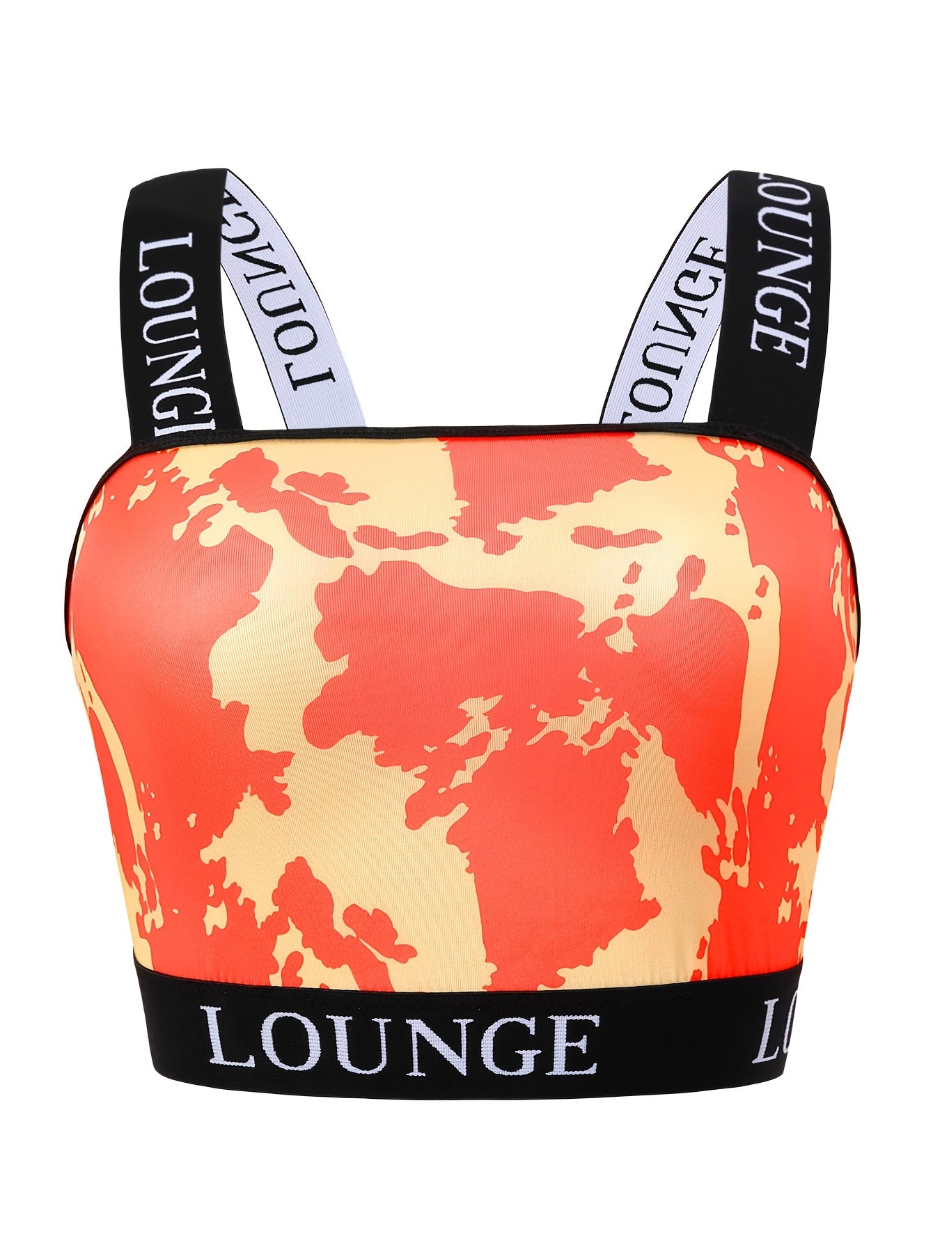  Tie Dye Letter Tape Y2K Longline Bra