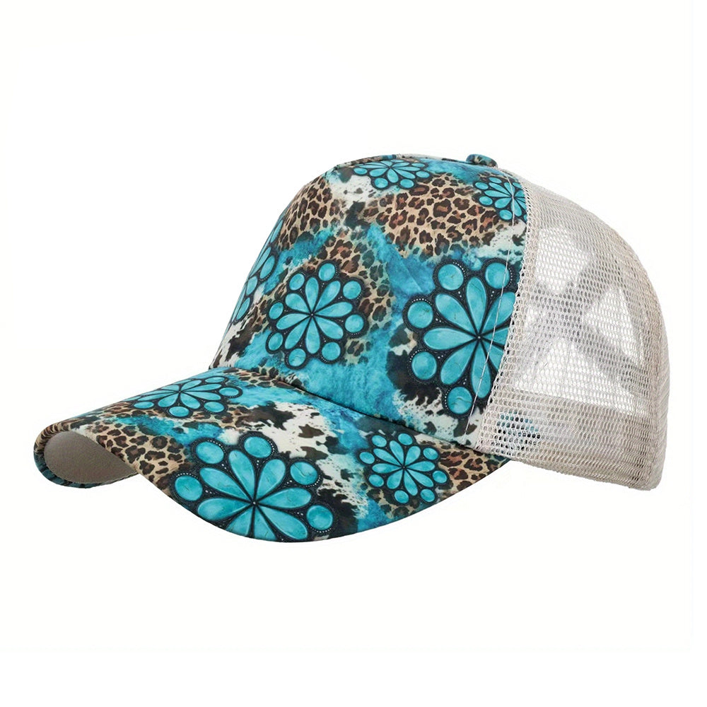 Leopard Print Ponytail Baseball Cap for Men and Women