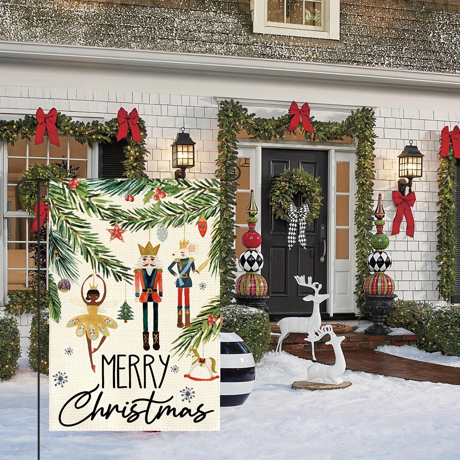 Christmas Nutcracker Garden Flag 30 48x45 72 Cm Double Sided Burlap Xmas Decor