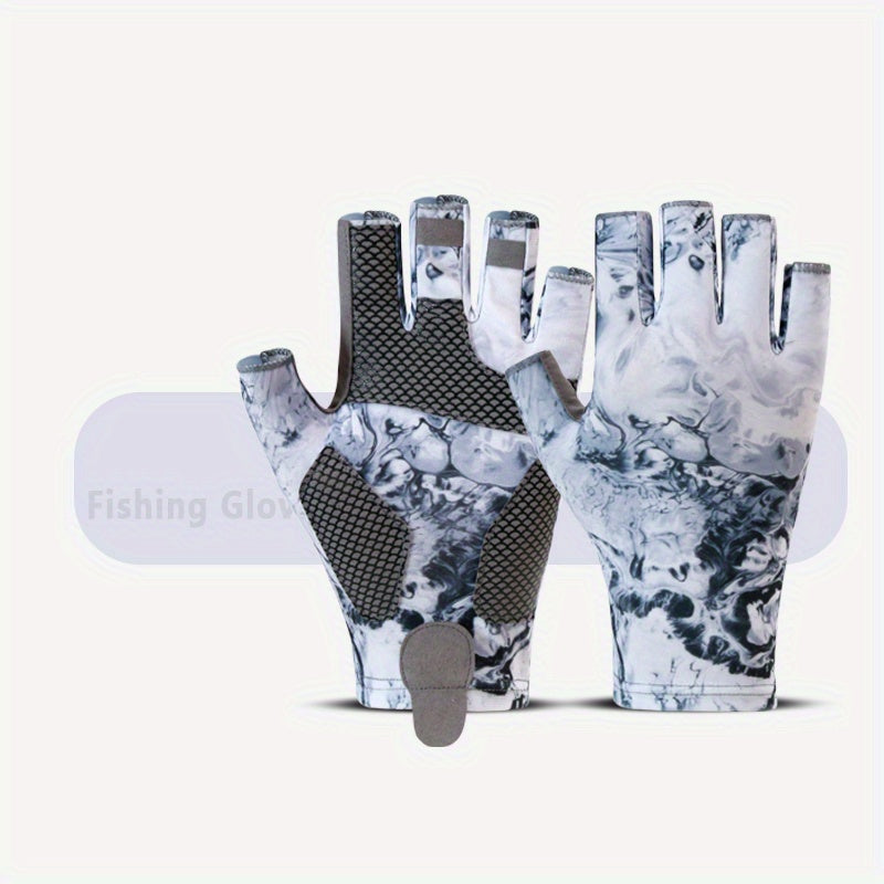 Camouflage Fishing Gloves Ice Viscose Elastic Fingerless Gloves Unisex