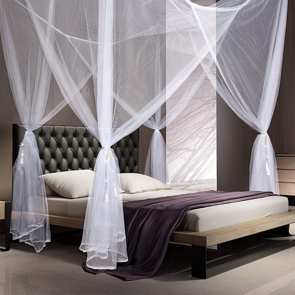 Large Mosquito Net Four Corner Bed Canopy for Bedroom Guest Room Dorm Room