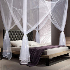Large Mosquito Net Four Corner Bed Canopy for Bedroom Guest Room Dorm Room