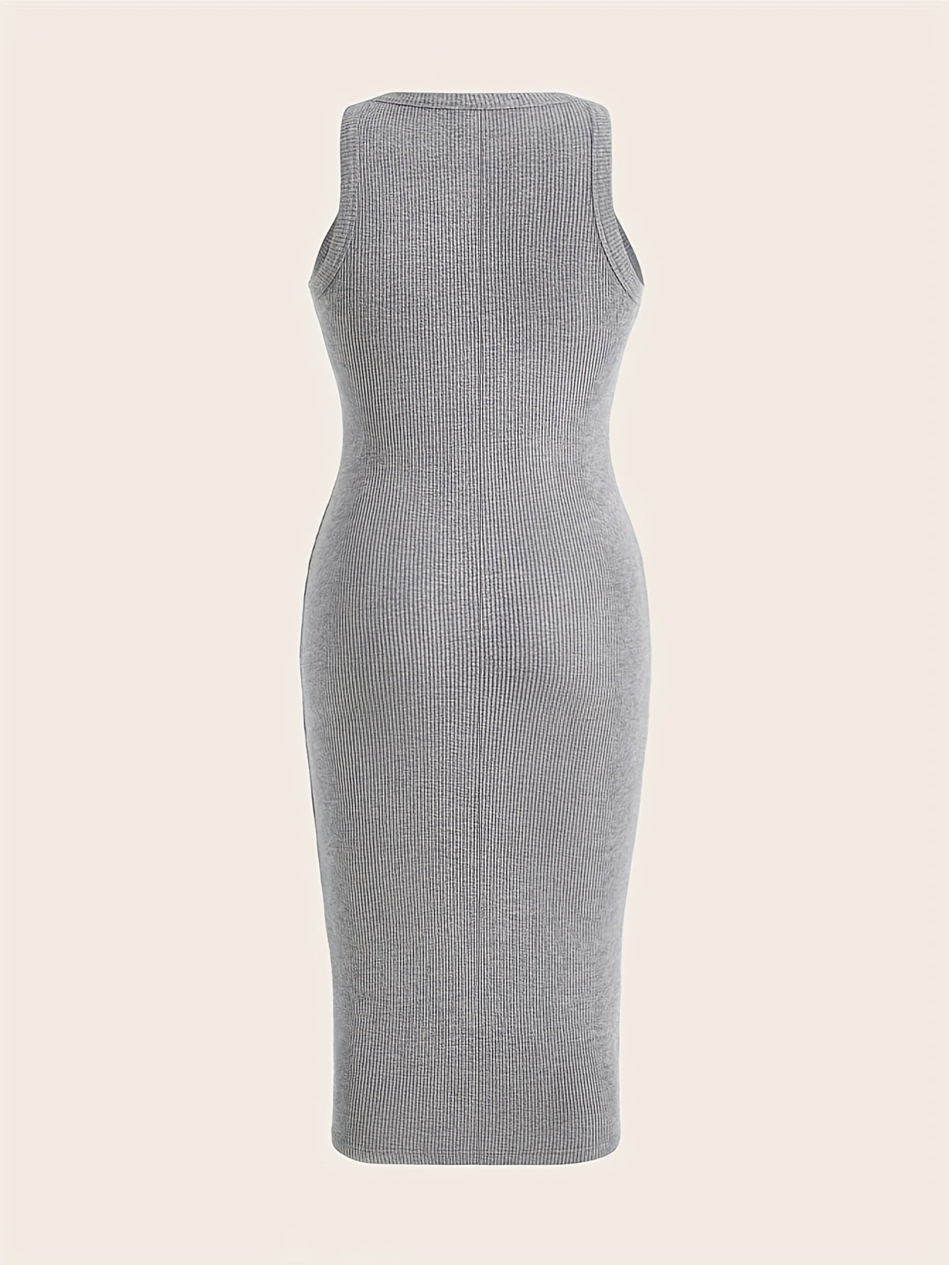  Solid Round Neck Tank Dress