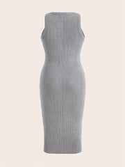  Solid Round Neck Tank Dress