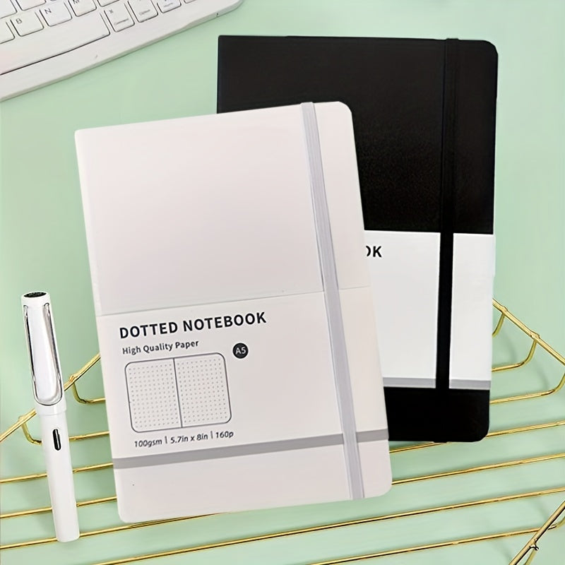 A5 Hardcover Dotted Line Notebook Brown Grey