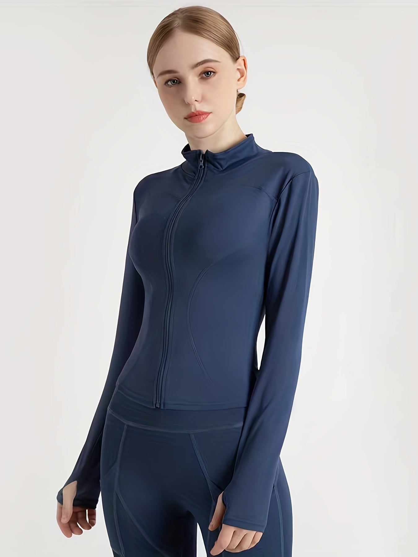 Women's Quick Dry Full Zip Sports Jacket with Thumb Holes