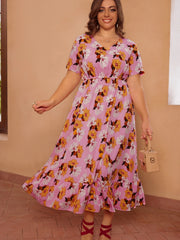  Casual Dress Women's Plus Floral Print Maxi Smock Dress