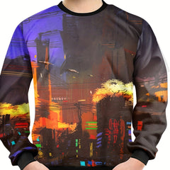 Boys City View Print Sweatshirt Street Wear Clothes
