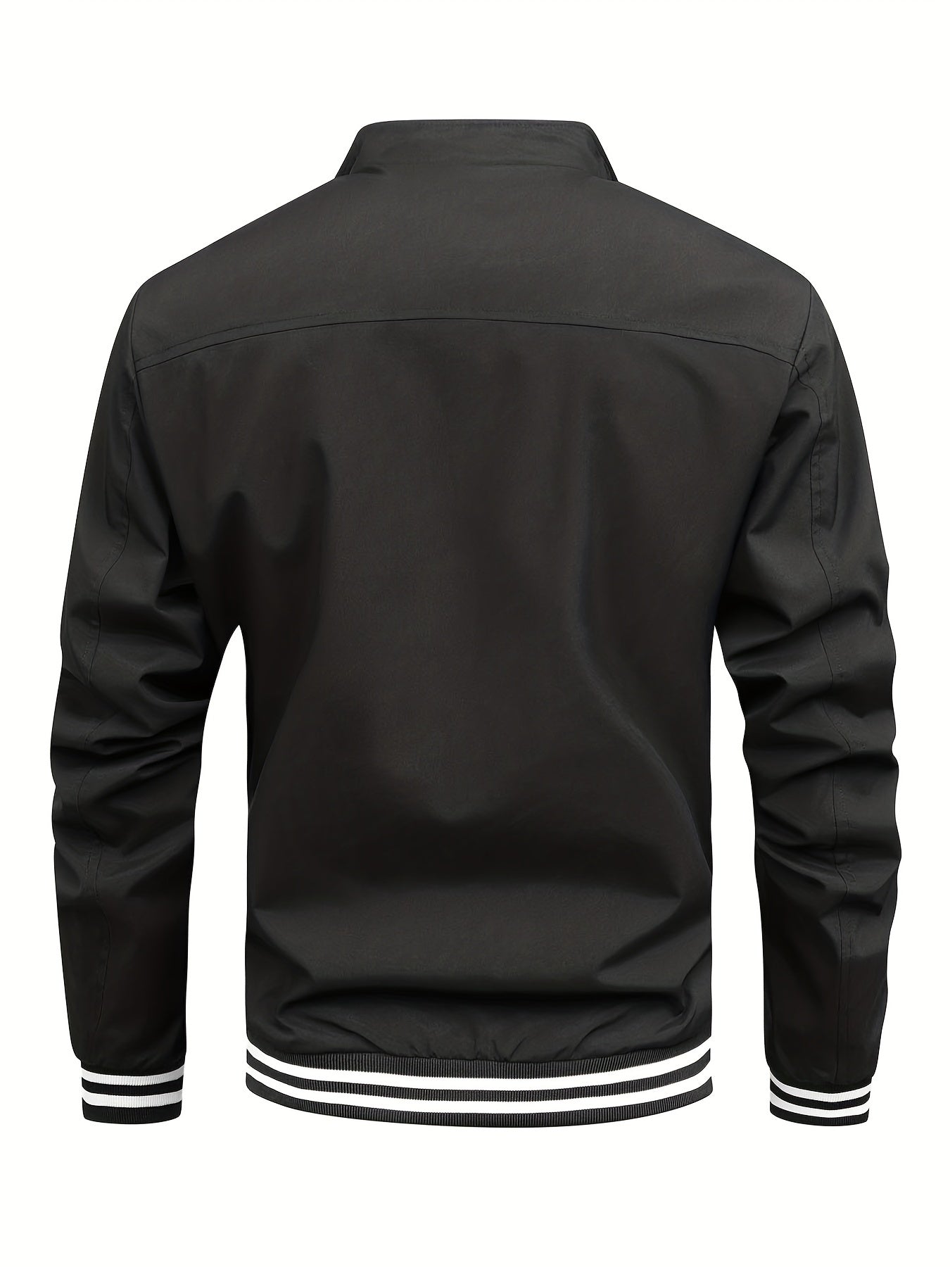 Men's Striped Zip Up Stand Collar Jacket