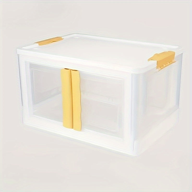 Foldable Storage Bins With Lid Transparent Double Open Door Fold Box