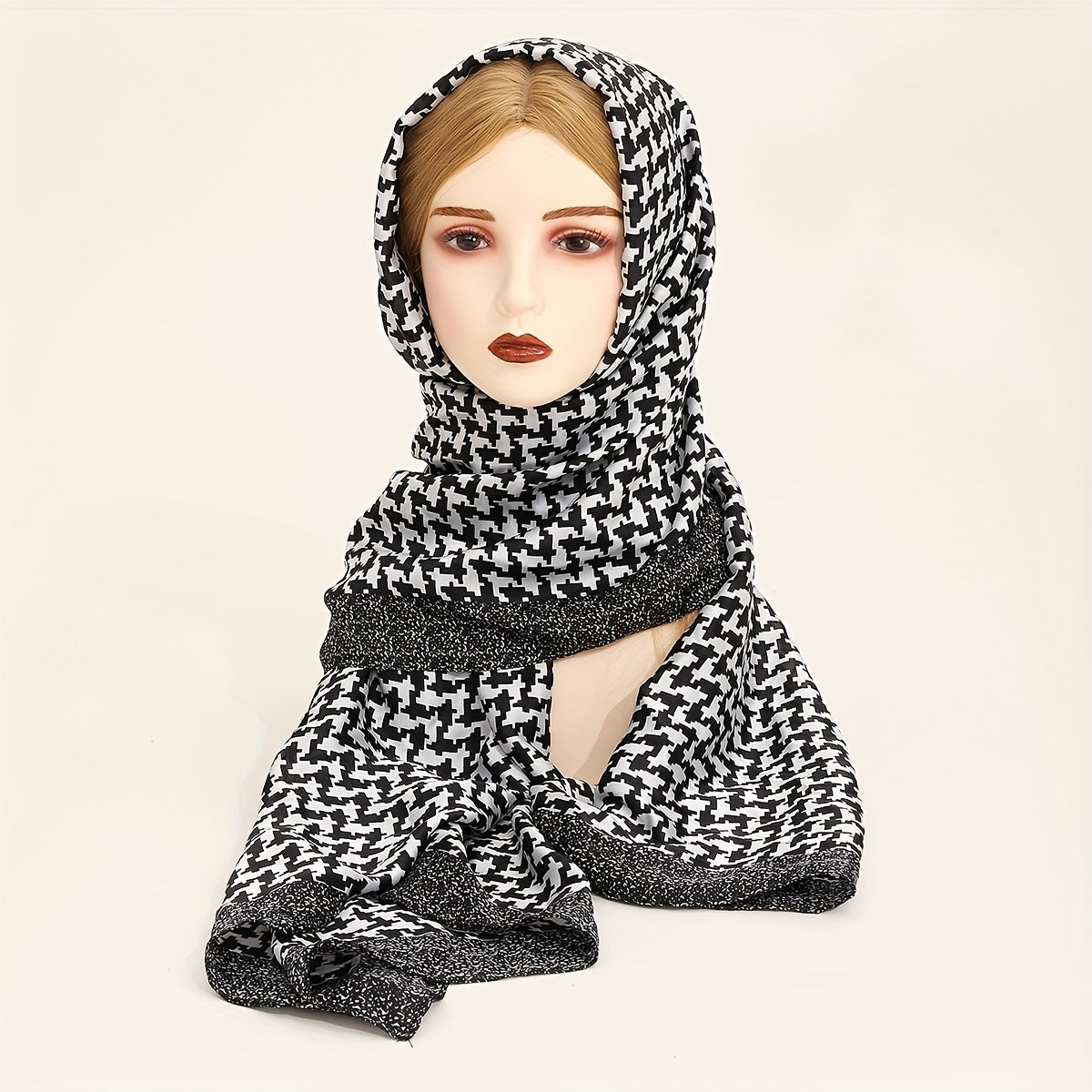 Houndstooth Scarf Shawl Wrap Head Wrap Gift For Mother
