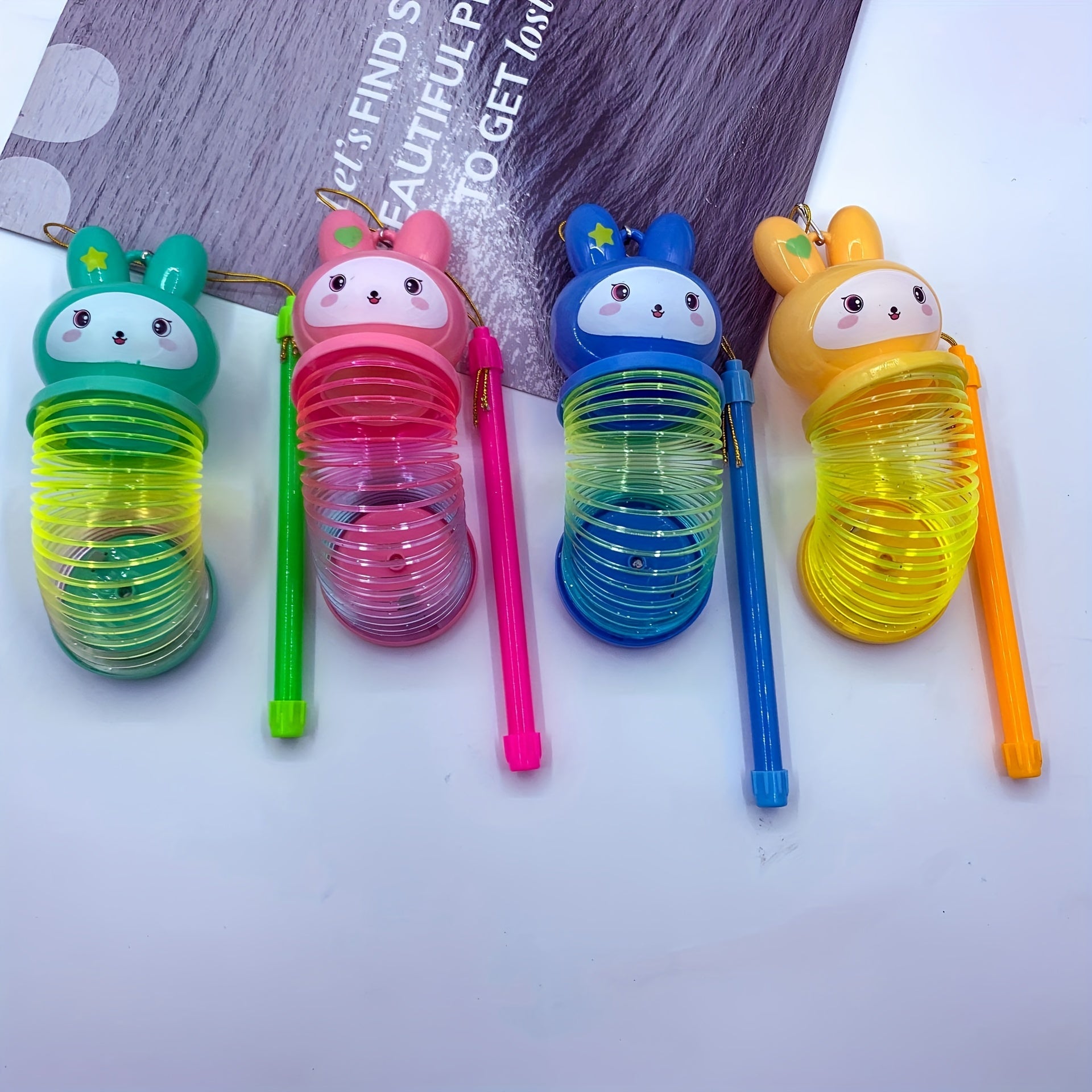 Cartoon Rabbit Glow Rainbow Ring Handheld Lantern Toy