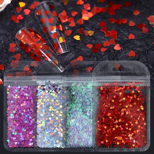 3D Holographic Heart Nail Glitter for Nail Art