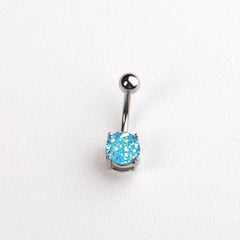 Stainless Steel Horseshoe Belly Button Ring with Zircon Inlay
