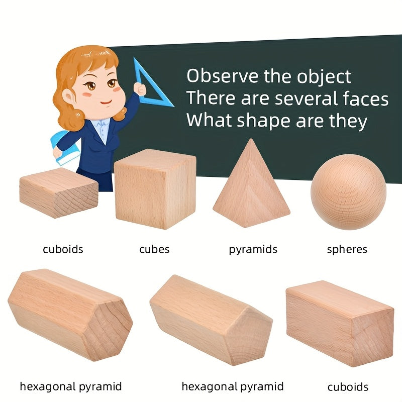 Wooden Geometric Shapes Set for Kids Learning