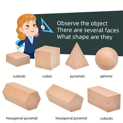 Wooden Geometric Shapes Set for Kids Learning