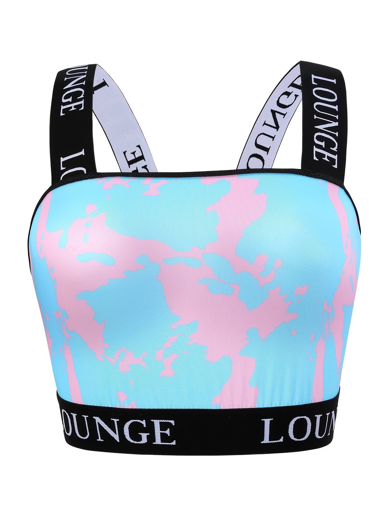  Tie Dye Letter Tape Y2K Longline Bra