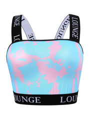  Tie Dye Letter Tape Y2K Longline Bra