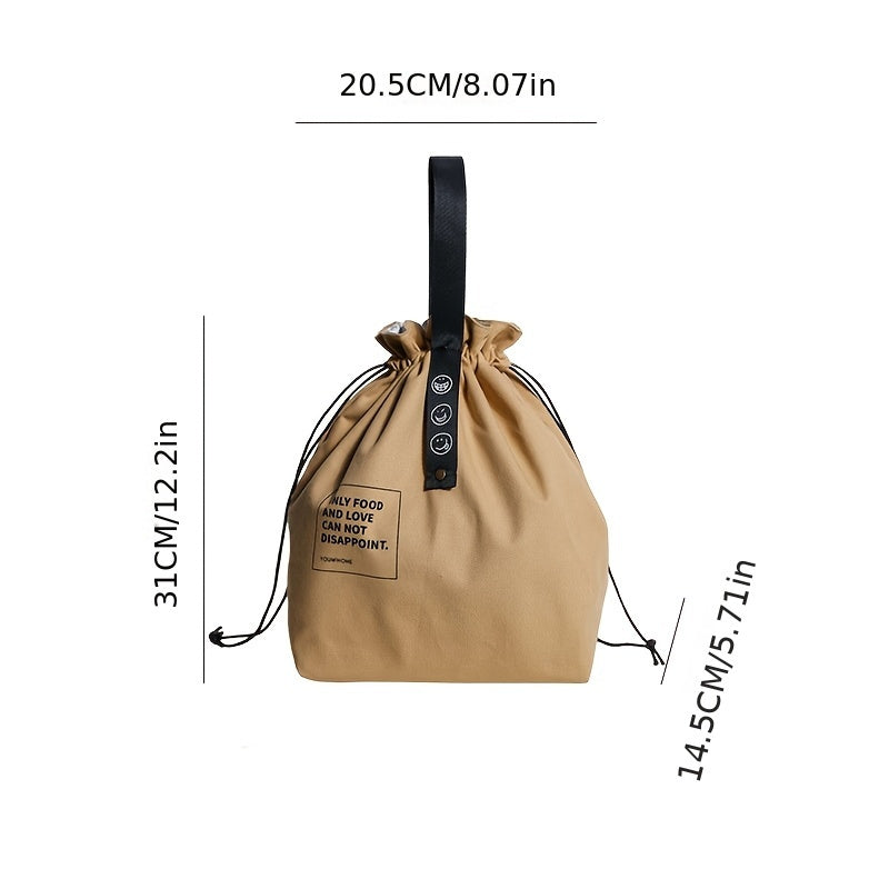 Khaki Canvas Lunch Bag Insulated & Durable Picnic Tote