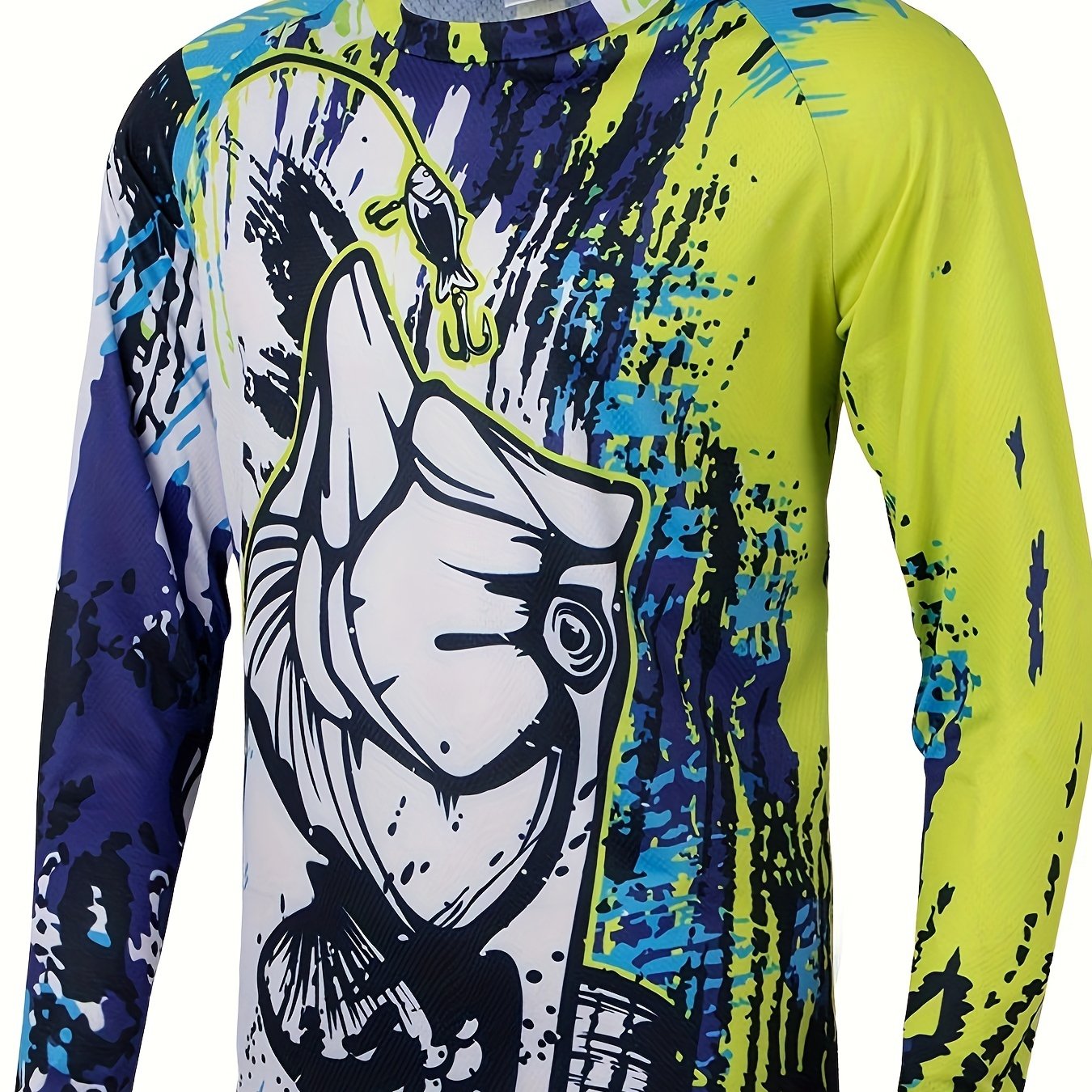 Men's Abstract Full Body Pattern Long Sleeve T-Shirt Anti UV Sunscreen