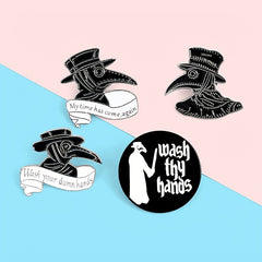 4pcs Plague Doctor Enamel Pins Set Gothic Punk Pins For Jackets Hats