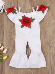 Toddler Girls' Roses Print Denim Jumpsuit & Romper