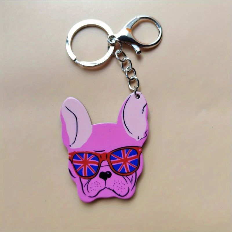 Bulldog Pattern Dog Keychain Bag Pendant Key Ring Ornament