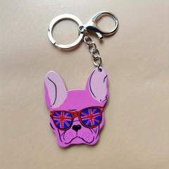 Bulldog Pattern Dog Keychain Bag Pendant Key Ring Ornament