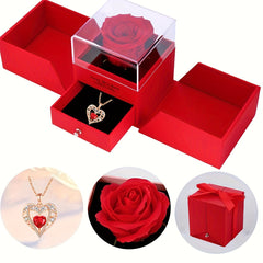 Heart Rose Pendant Necklace with CZ for Couples