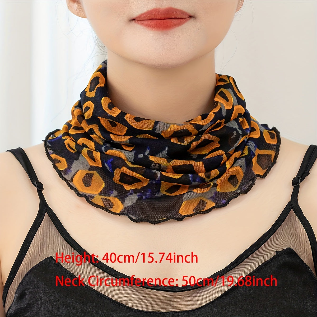 Ruffles Printed Scarf Thin Gauze Neck Gaiter Headband Face Covering