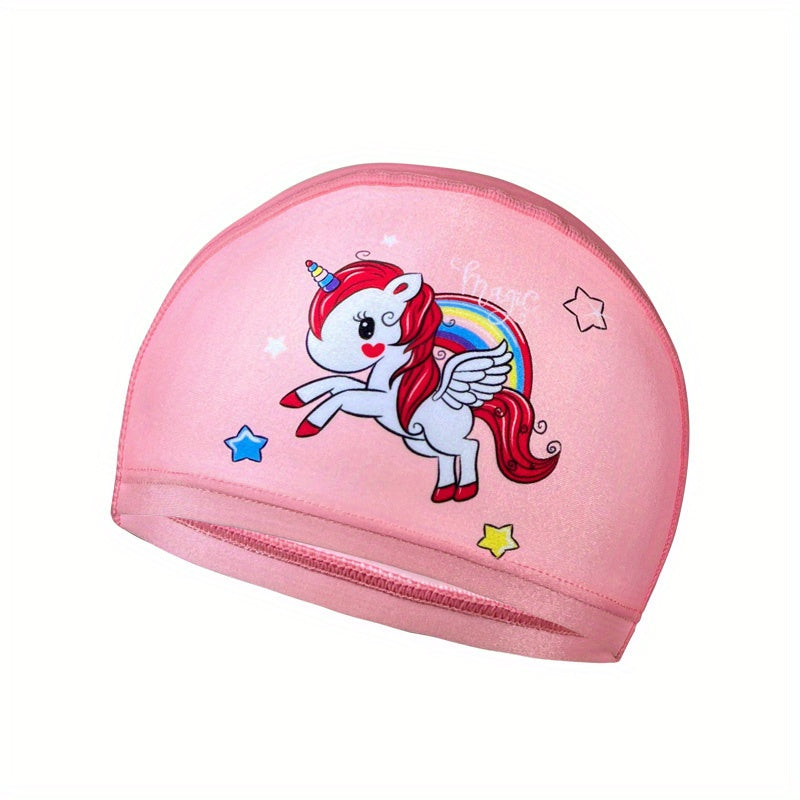 Kids Cartoon Waterproof Swimming Cap Mermaid Duck Deer Ear Protection