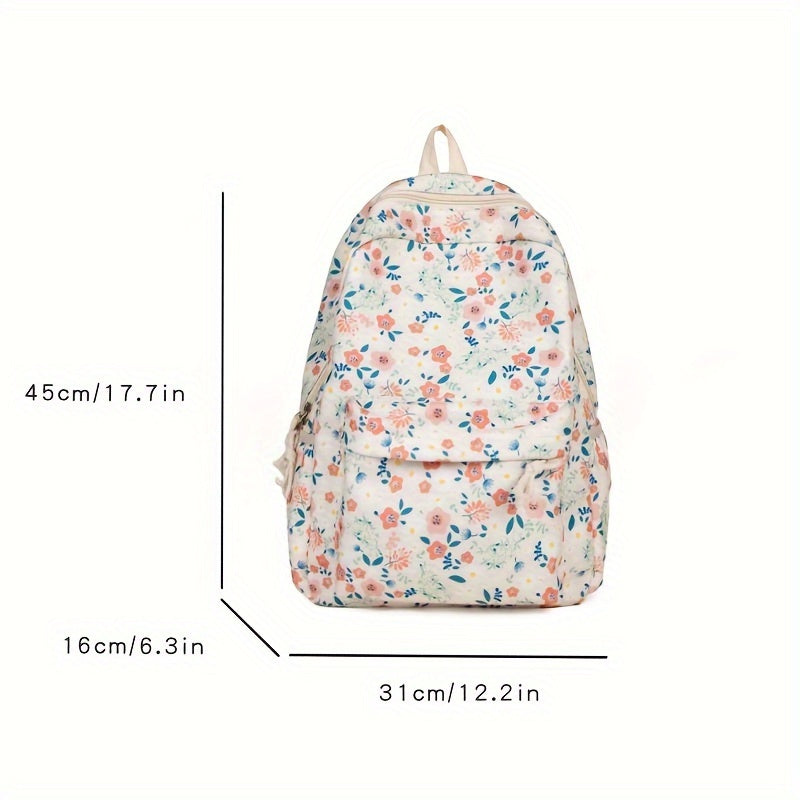 Floral Corduroy Backpack for Students & Professionals