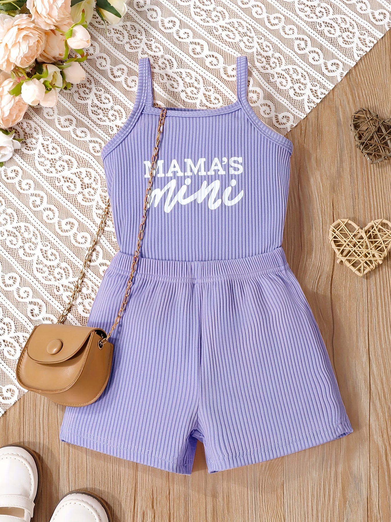 2pcs Toddler Girls MAMA'S MINI Cami Top & Shorts Set