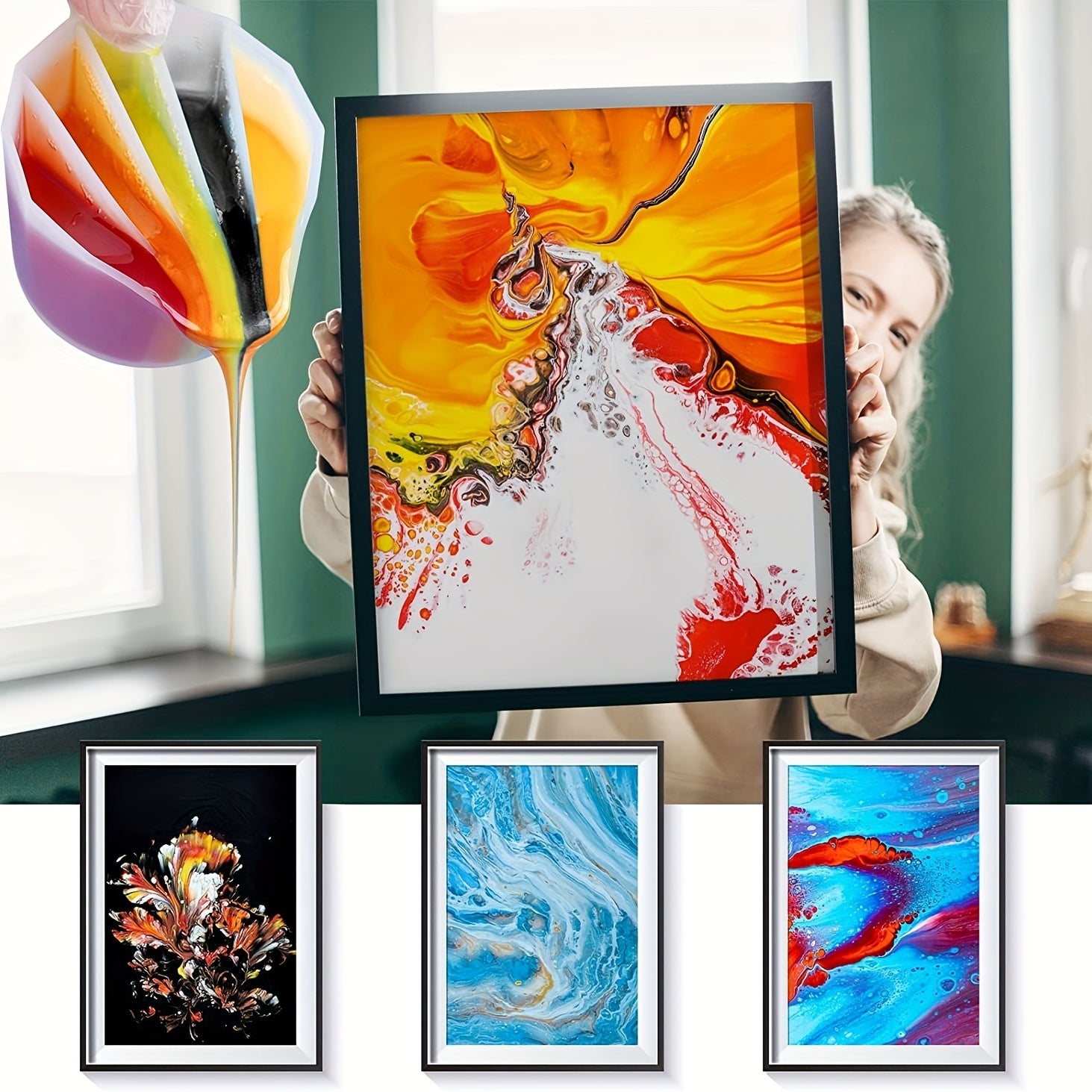 Silicone Split Cups 4 Pcs Resin Mixing Cups Fluid Art