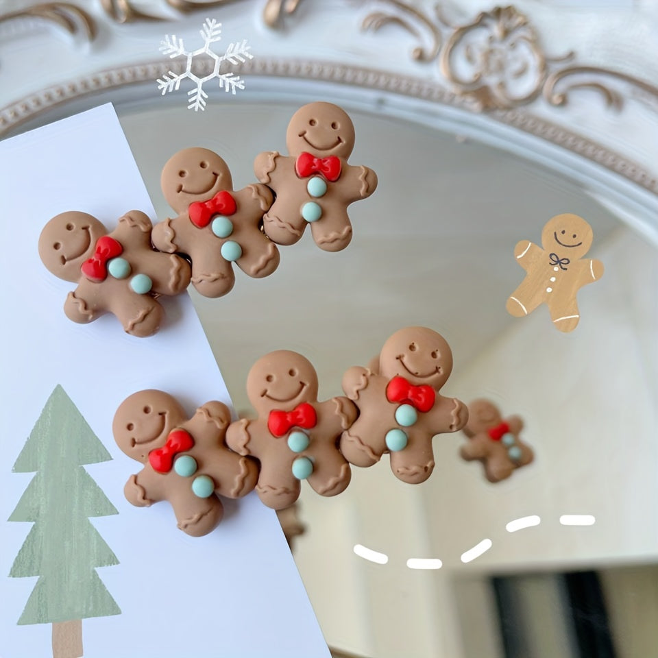 10pcs Christmas Gingerbread Man Resin Ornament DIY Decoration Accessories
