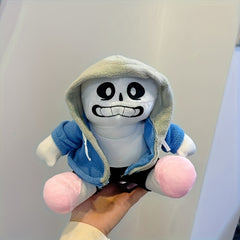 Skull Plush Toy: Soft Grey with Pink Accents Skeleton - Halloween Decor