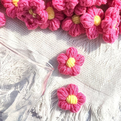 10pcs Hand Hook Woolen Thread Flower Braided Puff Flower Crochet Clothing Access