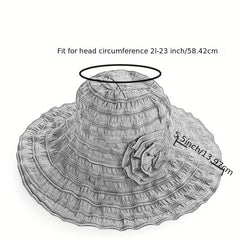 Women Foldable Outdoor Sun Hat Ruffles UV Protection Travel Beach Hat