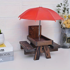 Squirrel Feeder Picnic Table Umbrella Wooden Outside Corn Chipmunk Feeder