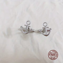 925 Sterling Silver Anchor Cufflinks Men's Suit Accessories