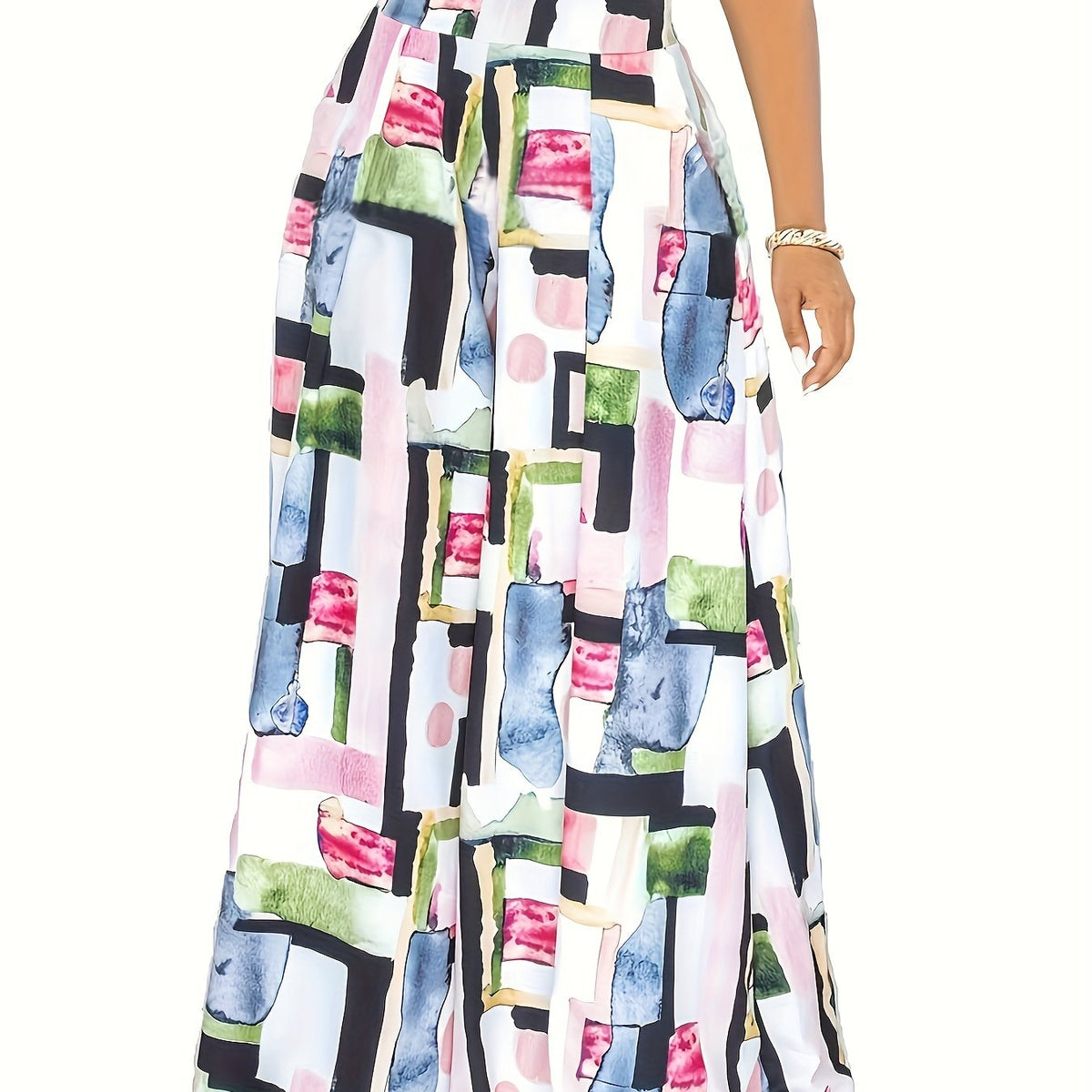 Women's Plus Tie Dye Wide Leg Pants Medium Stretch Loose Trousers