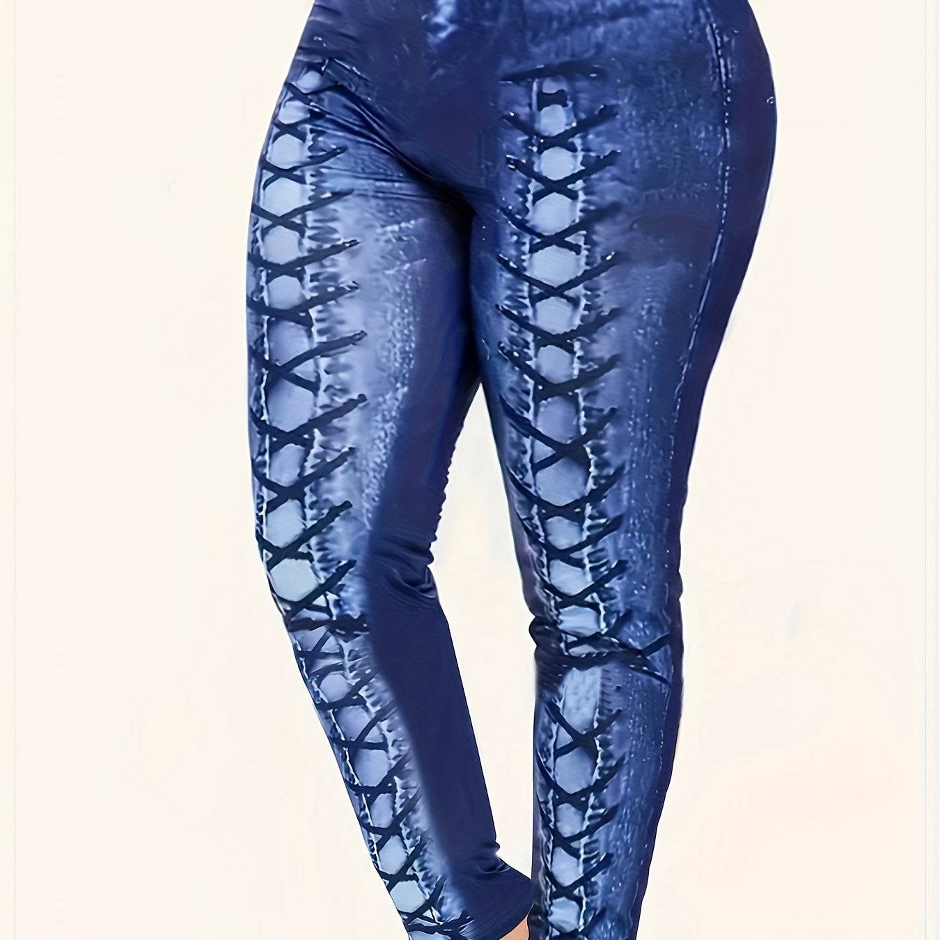 Women's Plus Denim Print Skinny Leggings