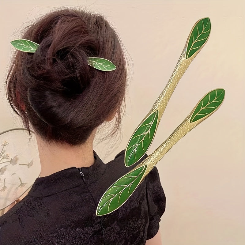 Chinese Green Alloy Hairpin Cheongsam Dress Up Accessories