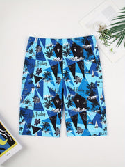 Sketch Style Boat Palm Tree Flower Swim Trunk Men s Pants Swimwear