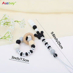 2pcs Personalized Baby Grey Dummy Clip Baby Accessories With Name