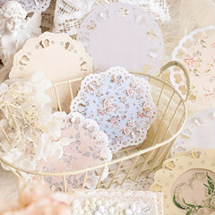 Hollow Lace Paper Retro Floral Hand Account Decorative Background 10 Sheets