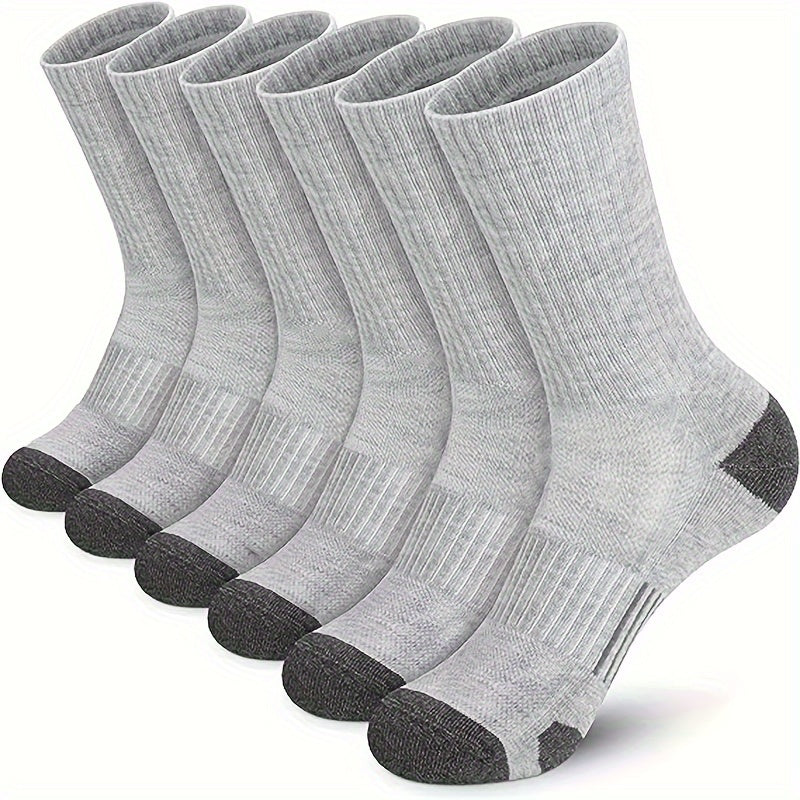 5 Pairs Men's Solid Crew Socks Breathable Comfy Casual Unisex Socks